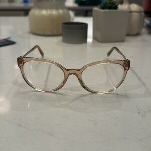 Tiffany & Co frames. Champagne/rose/clear with rose gold arms.